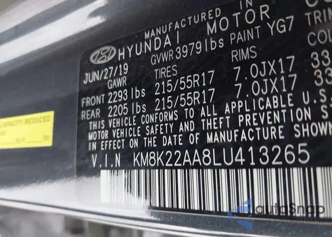 2020 Hyundai Kona Sel из США, поврежденный, VIN KM8K22AA8LU413265